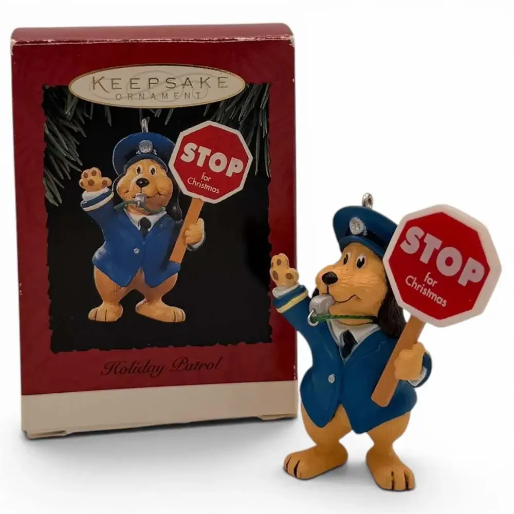 Hallmark Keepsake Ornament 1994 Holiday Patrol Dog with Stop Sign